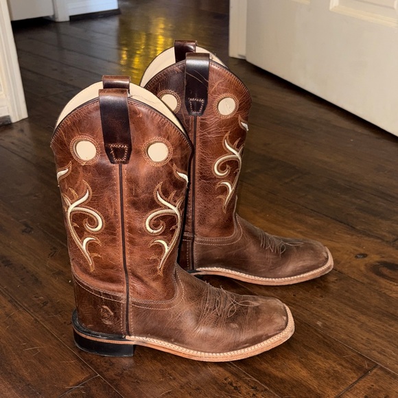 Old West Boys Brown Cowboy Boots - Picture 5 of 7